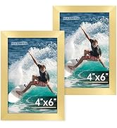 FIXSMITH 4x6 Picture Frame Set of 2, Gold Picture Frames Collage for Tabletop or Wall Display, Ph...
