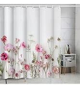 Mightree Floral Shower Curtain, Fabric Cloth Shower Curtains for Bathroom Farmhouse Decor, Colorf...