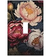 HLCoChTDecorative Art Light Switch Covers A Symphony of Peony Hues Single Toggle Wall Plate Decor...