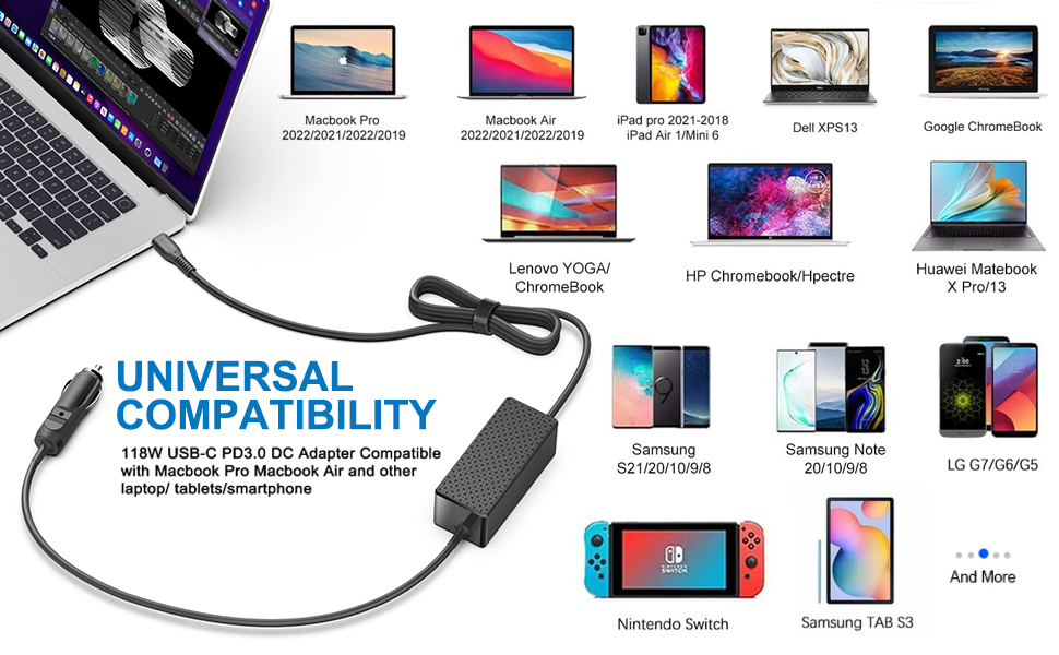 100w usb c laptop car charger