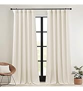 RYB HOME Thick Faux Linen Weave Textured Curtains for Bedroom, Light Filtering Pinch Pleated Priv...