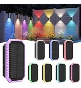 TECKNET Solar Fence Lights Outdoor, Up & Down Lighting, RGB, IP67, 8 Pack | Solar Powered Wall Li...