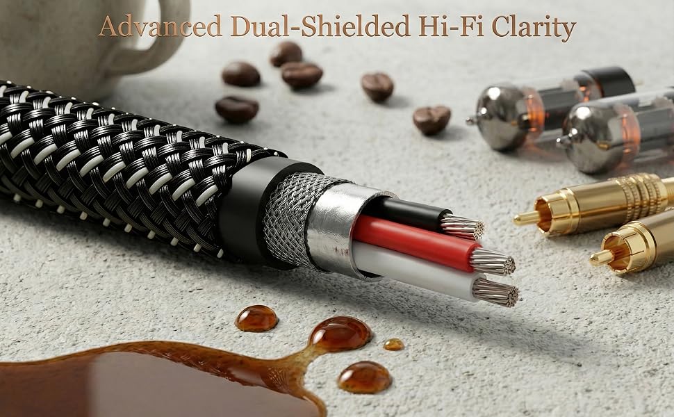 Ruaeoda 3.5mm audio cable oxygen free copper core dual shielding for hi-fi sound
