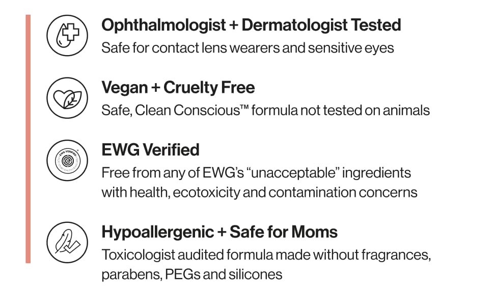 Ophthalmologist + Dermatologist Tested, Vegan + Cruelty Free, EWG Verified, Hypoallergenic