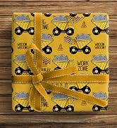 ZINTBIAL Construction Vehicle Wrapping Paper for Kids Birthday - Excavators, Bulldozers, Dump Tru...