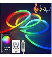 iNextStation 32.8FT/10M Smart IC Neon LED Strip Lights, RGB LED Neon Rope Lights with App and Rem...