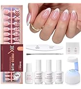 Beetles X Press Kit Gel Nail Kit, Press On Nails Short Almond Kit with 224Pcs French Nail Tips Na...