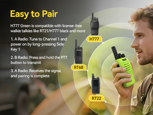 FRS 2 Way Radio green walkie talkies long range rechargeable walkie talkies 2 pack family use