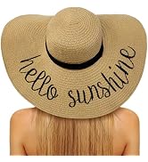 Senker Fashion Floppy Beach Hats for Women Straw Sun Hat Foldable Wide Brim Embroidered Roll up S...