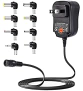 Powseed 12W Universal AC Adapter DC 3V 4.5V 5V 6V 7.5V 9V 12V Power Cord for Household Electronic...