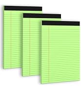 3 Pack Colored Legal Pads 8.5 x 11 Note Pads, Green Wide Ruled Notepads Writing Pads 30 Sheets/Pa...
