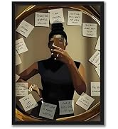 Wood Framed Black Girl Wall Art, African American Woman Canvas Print with Motivational Quotes, Ch...