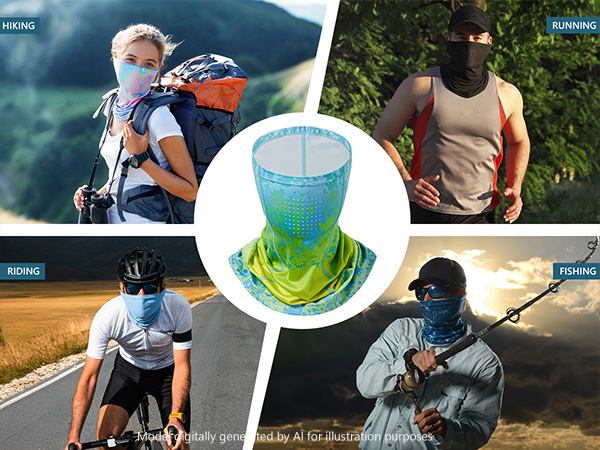 Bassdash UPF 50 Fishing Neck Gaiter Breathable Sun Cooling Mask With Holes