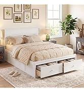 Giantex Full Size Bed Frame with Storage Drawers, Wood Platform Bed with Headboard, Solid Mattres...