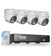 ZOSI C220 4K 8MP 8CH POE NVR Security Camera System (16CH Expandable), 4 x 8MP PoE IP Dome Camera...