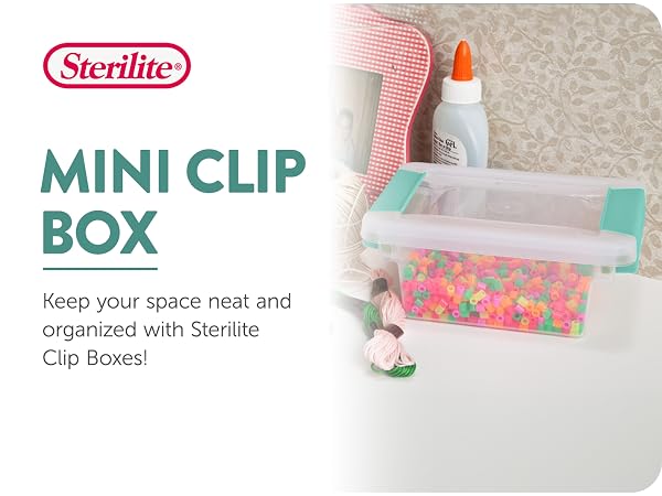 Sterilite MINI Plastic Stackable Storage Bin w/ Clear Latch Lid, Clear (12 Pack) FI m
