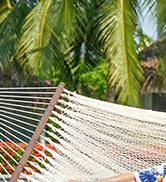 Lazy Daze Hammocks 2 Person Caribbean Rope Hammock with Wood Stand, 10.5FT Polyester Hammock with...