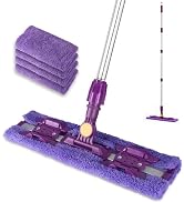 ITTAR Microfiber Floor Mop with 5 Reusable Cloth Pads, Professional Dust Mops with 57" Stainsless...