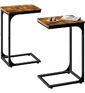 QEEIG C Table End Table Set of 2 Couch Side Tables C Shaped Living Room Sets Bedroom Farmhouse, R...