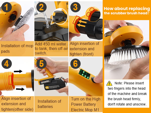 Steps for installing the qimedo Electric Mop M1