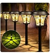 BEAU JARDIN Solar Pathway Lights 8 Pack,Super Bright Landscape Lights Warm White for Outside,Glas...