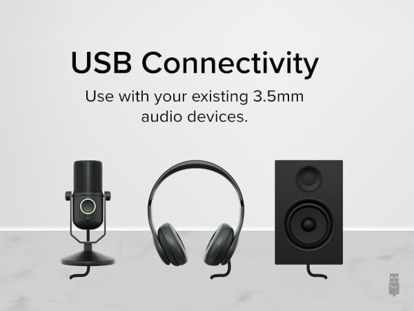 Plugable USB Audio Adapter with 3.5mm jack for headphones and mic, adds stereo sound via USB