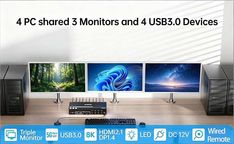 kvm switch 3 monitors 4 computers