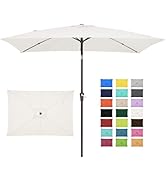JEAREY 6.5x10 ft Rectangular Patio Umbrellas Outdoor Market Umbrella with Push Button Tilt and Cr...