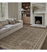 PureCozy 6x9 Area Rug for Living Room Brown Vintage Washable Bedroom Carpet Traditional Distresse...