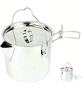 MASTIFF GEARS 304 (18/8) Stainless Steel (FDA Compliant) 50 oz / 1.4 L Camping Kettle/Pot/Cup 3-...