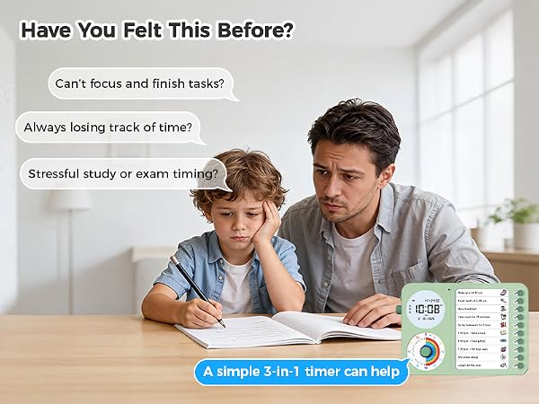3 in 1 Visual Timer ADHD Tool Kids Adults Task Schedule Chore Planning Board Home green