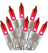 HISHINY Christmas Lights 100 Count Red Christmas Tree String Lights with White Wire for Outdoor I...