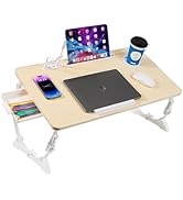 Adjustable Laptop Bed Desk with 4 USB Ports, Storage Drawer, Cup Holder, X-Large Foldable Bed Lap...