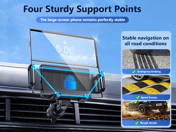 4-point sturdy support design, ensuring your z fold 7 stays securely in place even on bumpy roads