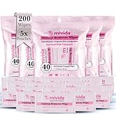 mivida 200 Count, 5 Value Packs Hypoallergenic Individually Wrapped Makeup Remover Wipes with Vit...