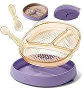 3-in-1 PPSU Baby Suction Plates with Spoon & Fork - Premium Bottle-Grade Silicone Divided Dishes ...