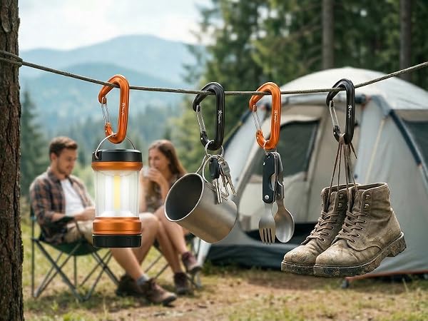 Organized campsite with ease. Securely hang all your essential gear in seconds.