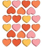 18 Retro 50s Heart Window Cling Sticker Decals. Reusable Double Sided Vinyl Decals for Valentine'...