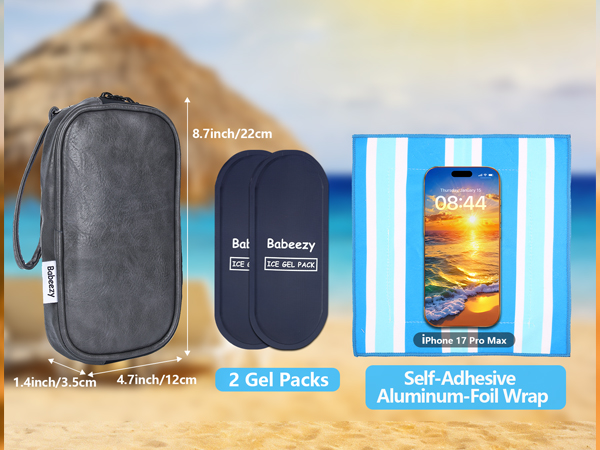babeezy cell phone insulated pouch for overheating cool pack for phone in sun