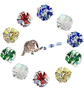 Andiker 10pcs Cat Crinkle Balls, 2.5in Mylar Crinkle Balls Lightweight and Shiny Can Make Sound C...