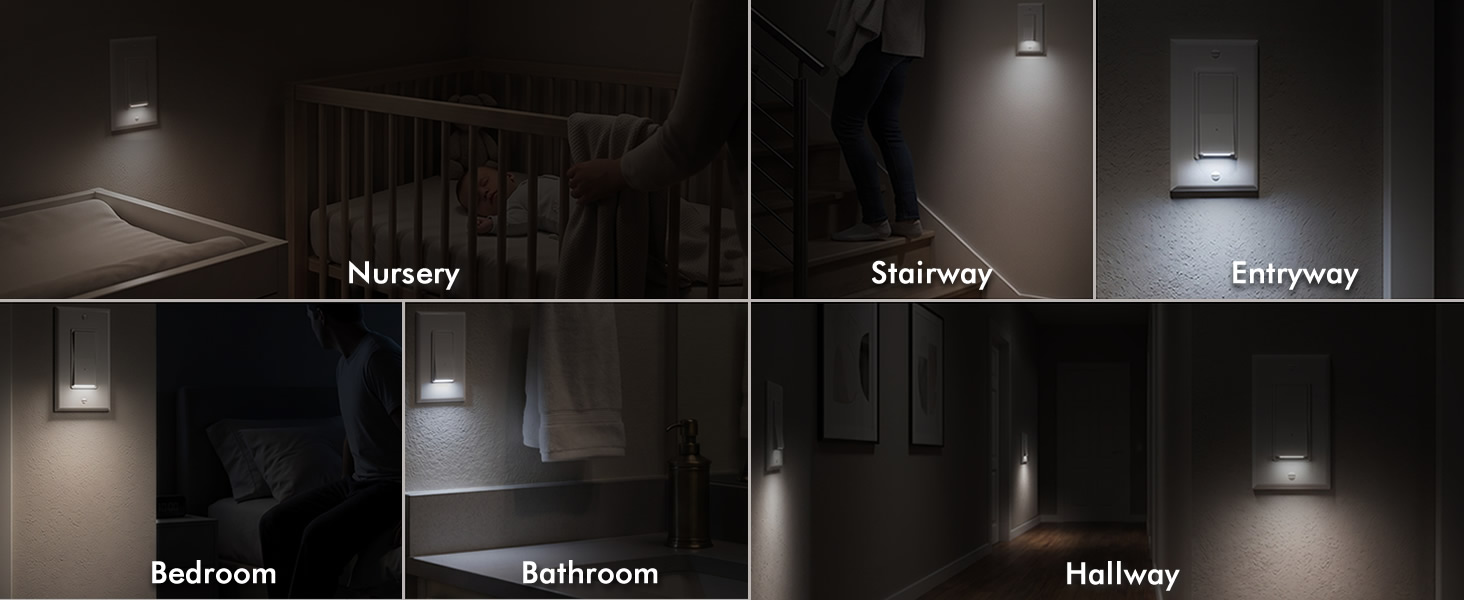 10-SOZULAMP Illuminated Light Switch, Single Pole, White, 15A 125V, 4 Pack