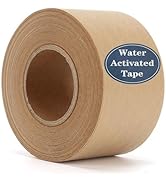 Water Activated Gummed Reinforced 2" x 150 Feet Kraft Paper Packaging Tape,Brown Packing Box Movi...