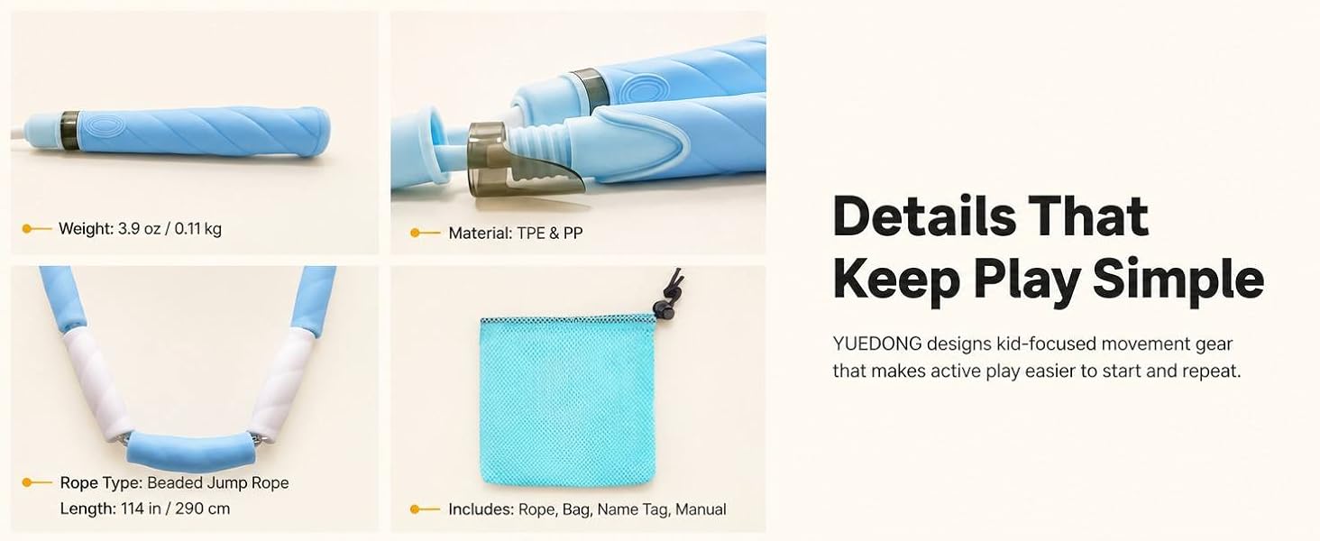 YUEDONG Adjustable ULTRA-SOFT Beaded Jump Rope