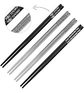 Set of custom reusable metal chopsticks engraved japanese stainless steel dinnerware utensils lot...