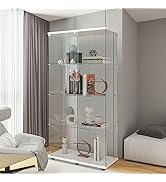 Beauty4U Glass Display Cabinet with 4 Shelves, 2 Doors Curio Cabinets for Living Room, Bedroom, O...