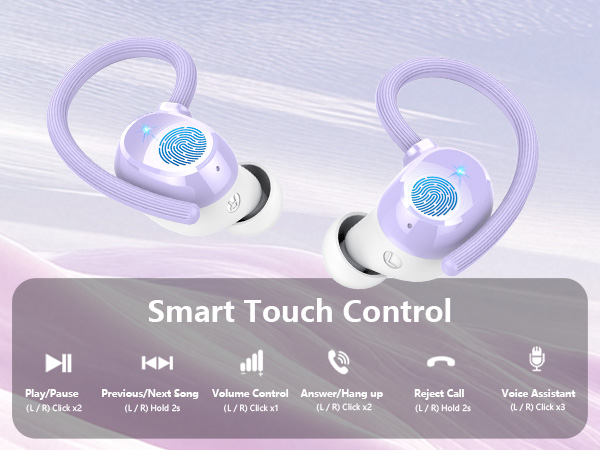 Bluetooth 5.4 Sport Headphones, 128H Playtime Over Ear Buds for Small Ear, Sport Bluetooth Earphones