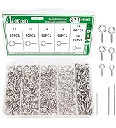 Aienxn 274PCS Silver Eye Screws Assortment - 0.53", 0.74", 0.79", 1", 1.07", 1.08", Nickel Plated...