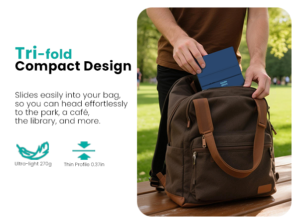 Slides easily into your bag, so you can head effortlessly to the park, a café