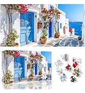 Ginfonr 1000 Piece Jigsaw Puzzles for Adults -«Mediterranean Vibe»Irregular Shaped Pieces for Cha...