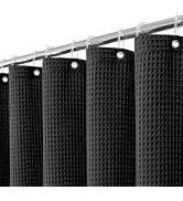 Colorful Star 256GSM Cotton Waffle Shower Curtain, Black, 72 x 72 | Waterproof Washable Bath Curt...